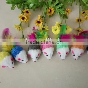 Long Haired Mice Cat Toy Funny Colored Fur Mice Toy For Kitten thumbnail-4