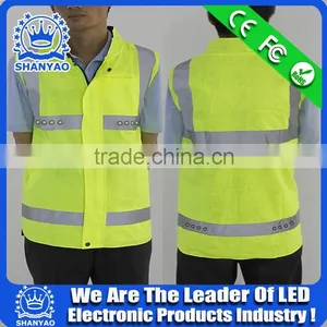 2016 Hot Selling LED Fluorescent Refletive Jacket For Road Safety At Night thumbnail-4