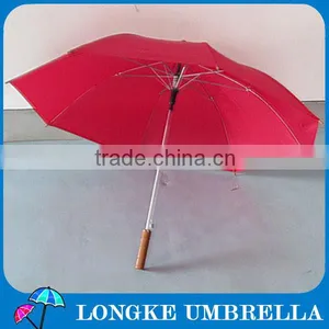 Small Size Red Golf Umbrella With Wooden Handle thumbnail-1
