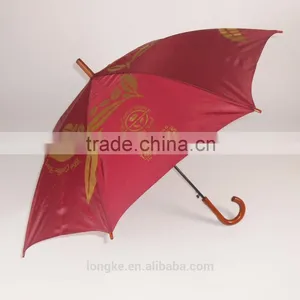 Carved Wooden Handle Straight Umbrella Carved Wood Handle Umbrella thumbnail-5