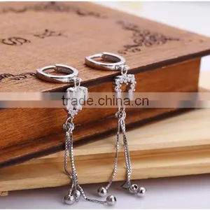 925 Sterling Silver Heart Shaped Fringe Ear Studs for Women thumbnail-3