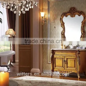 Turkish Style Furniture Baroque Bathroom Cabinet Solid Wood With Double Mirrors WTS801 thumbnail-5
