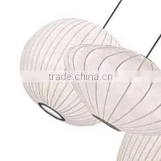 Lantern Style Fabric Shade Simple White Pendant Lamp thumbnail-5
