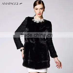 Cheap Price Black Mink Fur Coat With Kara thumbnail-4