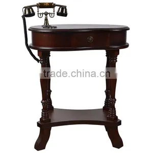 Antique Hand Painted Brown Wood Telephone Table, Antique Telephone Table thumbnail-1