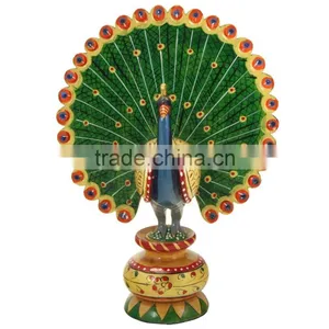Peacock Statue India Rich Art And Craft Handmade Handicraft Statue Murti Sculpture India Carving Bird Watching Hand Paited thumbnail-1