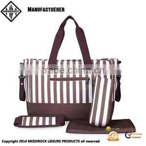 Large Capacity Wholesale Stroller Hang Bag Stripe Baby Diaper Bag thumbnail-1