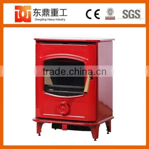 Factory Direct Selling Cast Iron Wood Burning Red Enamel Fireplace Indoor Freestanding HF905UAE thumbnail-4