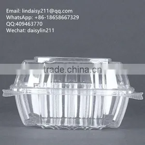 Disposable Clear Hinged Clamshell Roll Cake Container thumbnail-1