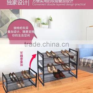 Vivinature Home 2 Tier Stackable Extra Wide Shoe Rack and Storage Shelf thumbnail-3