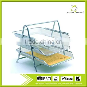 Store More Promotional 3 Layer Silver Stand Desk File Tray thumbnail-1
