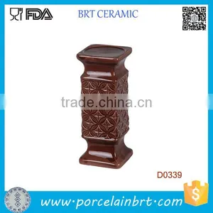 Brown Cubic Column Porcelain Candle Holder thumbnail-1