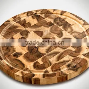 High Quality Best Selling Eco Friendly Round Natural RubberWood Cutting Board From Viet Nam thumbnail-1