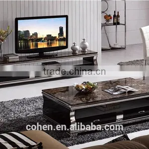Hot Selling Royal Luxury High Gloss Stainless Steel TV Stand/cabinet Design E1073 Black thumbnail-4