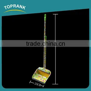 Toprank Home Usage Color Printed Plastic Long Handle Dustpan And Broom Set Sweep Easy Broom thumbnail-1