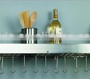 Satin Nickel Bookshelf Rack, Includes Grid and 12 Hooks thumbnail-1