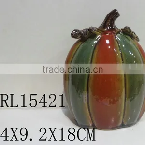 Dual Color Colorful Pumpkin Ceramic Lantern LED Decorations thumbnail-3
