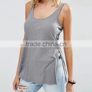 Sports Fit Singlet Women's Tank Tops With Side Split thumbnail-4