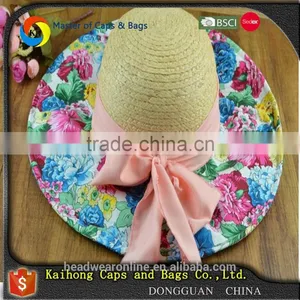 Fashion Summer Womens Straw Hats With Flower Wholesale thumbnail-3