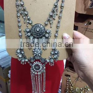 Big Custome Brand ZA New Design Diamond Alloy Necklace Jewelry thumbnail-3