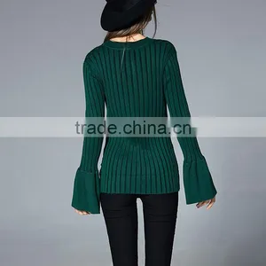 Maxnegio New Fashion Lotus Leaf Sleeves Korean Style Woolen Sweater Designs for Ladies thumbnail-4