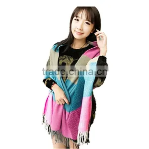 1pc Different Color Choice Super Long Colorful Winter Warm Knitting Stitching Scarf,shawl thumbnail-1