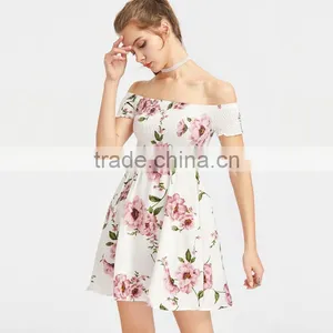 Petite Women Fit and Flare off the Shoulder Skater Dress thumbnail-5