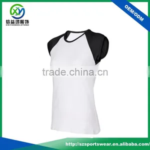 New Design Contrast Raglan Sleeve Women Slim Fit Sport t Shirts thumbnail-2