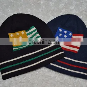 Winter Hat American Flag Acrylic Beanie thumbnail-1