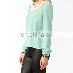 CHEFON Elegant Fashionable Lace Collar New Fashion Design Only Ladies Blouse Design Image thumbnail-2