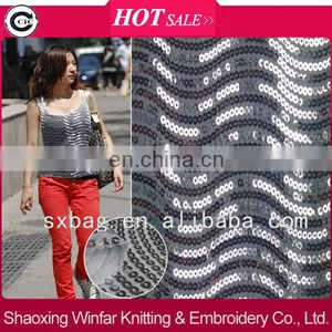 Sequin Cotton Embroidery Fabric for Lady Dress Garment thumbnail-1