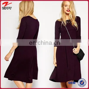 Purple Thick Lady Winter Dress, Velvet Dresses thumbnail-1