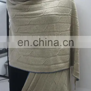 Herringbone Knitted Pashmina Wool Shawls,stoles,scarves 2017 thumbnail-3