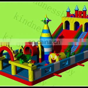 Inflatable Funcity With Slide Inflatable Play Center Giant Inflatable Slide and Obstacle Combo thumbnail-2