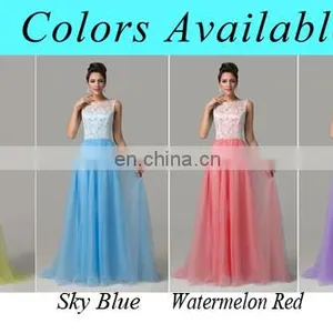 7 Colors Available Grace Karin Floor Length Formal Dress Elegant Sleeveless Watermelon Red Long Lace Prom Dresses 2016 CL6108-4# thumbnail-6