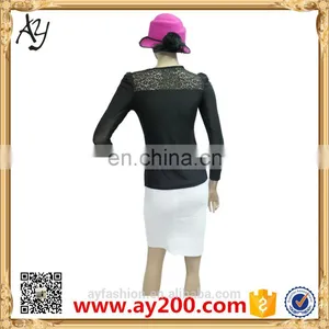In Stock Item Lace Decoration 100% Polyester T-shirt Woman Shirt thumbnail-3