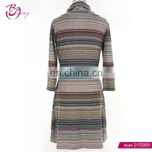 Polyester Fiber Stripe Latest Fashion Casual Maxi Dresses For Women thumbnail-4