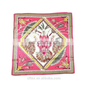 Womens Fashion Feel Square Digital Print Custom Design Silk Scarf thumbnail-1