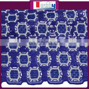 Sexy Women Sequinence African Organza Lace Fabric thumbnail-1