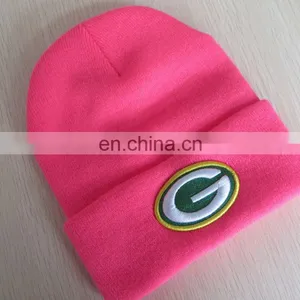 Custom Pink Girls Beanie Hats With Embroidered Logo for Promotion thumbnail-2