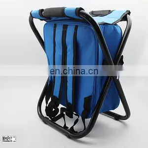 Premium 600D Oxford Fabric Camping Hiking Cooler Bag Backpack Folding Stool With Strap thumbnail-2