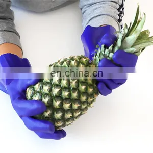 12 Inch Blue Cut Resistant Impact Resistant PVC Coated Gloves With Gauntlet Cuff thumbnail-2