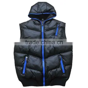Black Man Vest With Full Zip Through Hood thumbnail-1