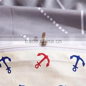 Fashion White Color Cotton Bedsheet Set Anchor Printed 4 Pcs Queen Size Kids Bedding Set thumbnail-3