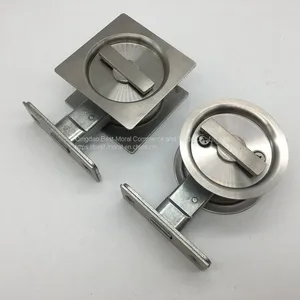 Satin Stainless Steel Round Shaped Sliding Door Lock thumbnail-5