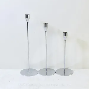 Wholesale Set of 3 Pieces Antique Wedding Rose Gold Black Pillar Tapered Metal Candle Stick Candlestick Holder For Home Decoration thumbnail-4