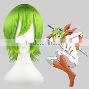 High Quality 35cm Short Straight GUN DAM Ribbons Almark Light Green Wig Cosplay Synthetic Anime Wig Cosplay Hair Wigs thumbnail-1