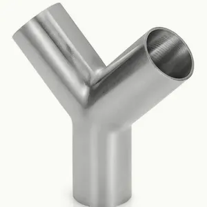 304 316L Stainless Steel Welding Hygienic Sanitary 3 Way Tee Y Type Pipe Fitting thumbnail-2
