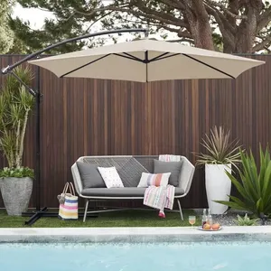 Eco Cantilever Hanging Garden Umbrella Portable Crank Polyester Cafe Poolside Backyard Parasol Wholesale thumbnail-2