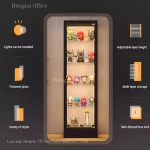 Smart LED Glass Display Cabinet for Man Cave, 1600mm Tall Steel Case With Remote Control Breathing Lights & Security Lock, Black/White thumbnail-5